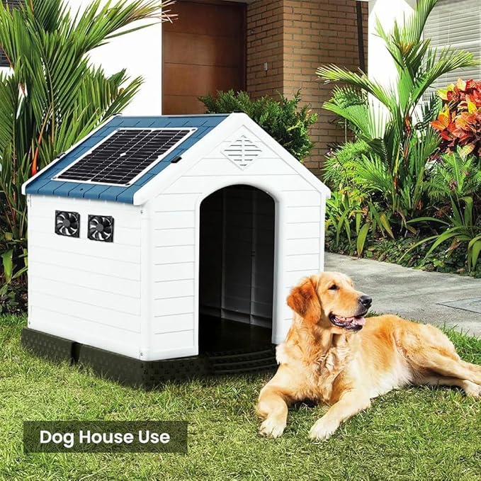 SUNYIMA 12W Solar Fan, IP65 Waterproof Solar Exhaust Fan for Chicken Coops, Greenhouses, Sheds, Pet Houses & Window Venting (Dual Fan)
