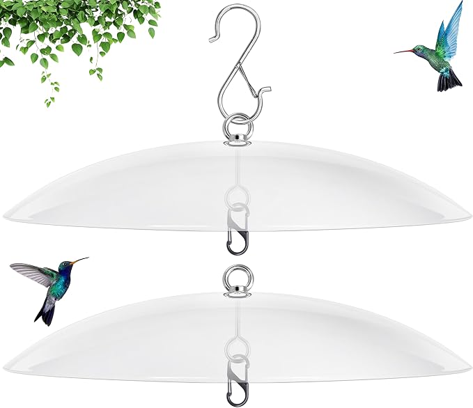 13" Bird Feeder Rain Guard, Hummingbird Feeder Shade Dome Cover, Hanging Baffle for Bird Feeder Pole,Smart Birds Feeder's Umbrella(Translucent), 2 Pack