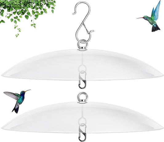 13" Bird Feeder Rain Guard, Hummingbird Feeder Shade Dome Cover, Hanging Baffle for Bird Feeder Pole,Smart Birds Feeder's Umbrella(Translucent), 2 Pack