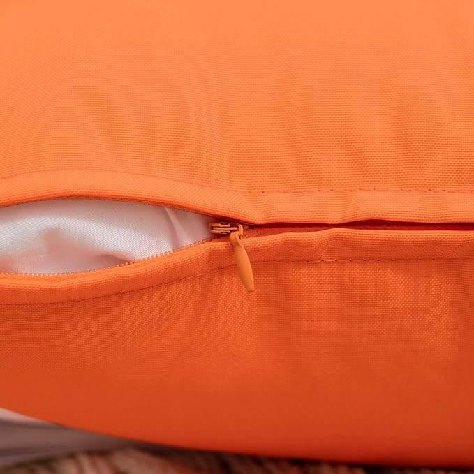MIULEE Pack of 2 Decorative Outdoor Waterproof Pillow Covers Garden Cushion Sham Throw Pillowcase Shell for Fall Patio Tent Couch 16x16 Inch Orange
