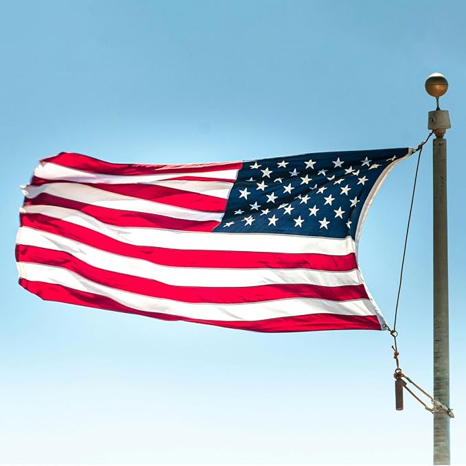 American Flag 6x10 FT for Outside - TearProof & Fade-Resistant USA Flag, Embroidered Stars, Sewn Stripes, Brass Grommets, UV & Weather-Resistant Spun Polyester, Perfect for High Winds & 4th of July