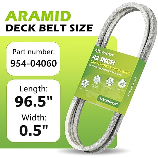 954-04060C Mower Deck Belt for Troy Bilt Bronco Pony MTD 42 inch Riding Lawn Mower, 954-04060B 954-04060 754-04060B 754-04060 754-05056 Aramid Cord Deck Belt, 1/2" X 96-1/2"