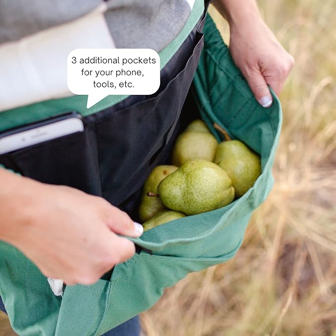 Roo Gardening Apron with Pockets for Women & Men - Canvas Garden Apron with Harvesting Pouch, Water-Resistant, Washable