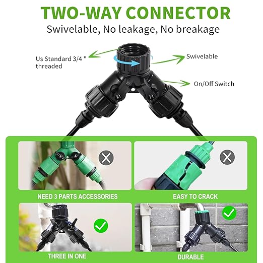 Insoma Locked Connect Drip DIY Irrigation Kit, 60ft Garden Drip Irrigation System, Automatic Micro Watering System with 4/7 inch Tubing Hose with Adjustable Nozzles for Garden Flower Bed Patio Lawn