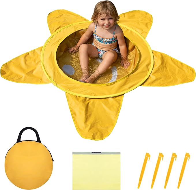 RunNico Pop Up Beach Pool, Portable Toddler Beach Pit with Water Bag and Storage Bag, Cute Shape Beach Pool Puddle for Outdoor Summer Beach Camping Traveling Vacation (Starfish)