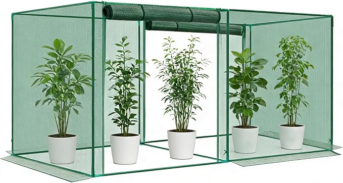 6.5'x10' Crop Cage Plant Protection Tent with Zippered Doors, Pest Guard Cover for Vegetable Garden, Raised Beds, Fruits & Outdoor Plants, Dark Green