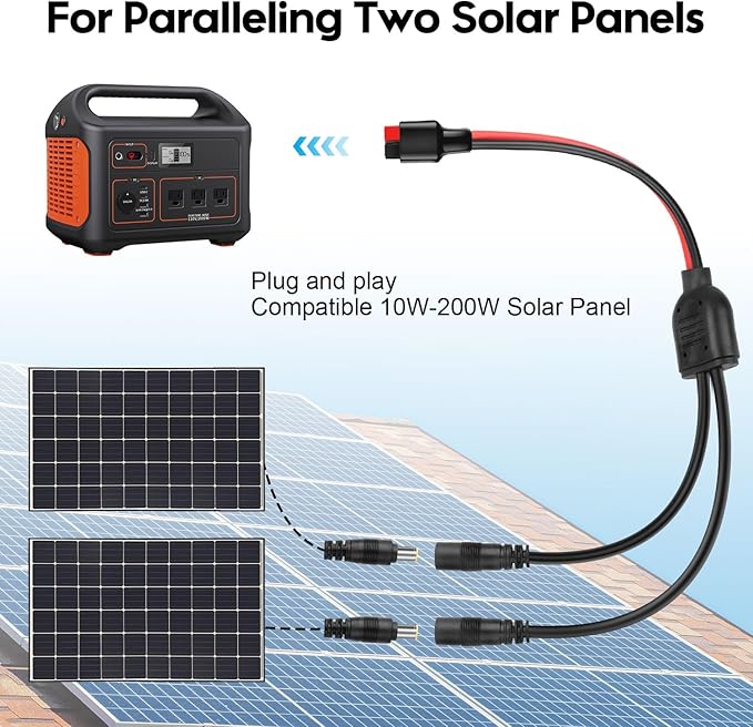 Anderson to DC 8mm Female Adapter Cable 1 to 2 High Power Port to DC8mm Splitter Solar Connector Adapter Y Parallel Cable Compatible with GZ Jackery Andersons Powerpole