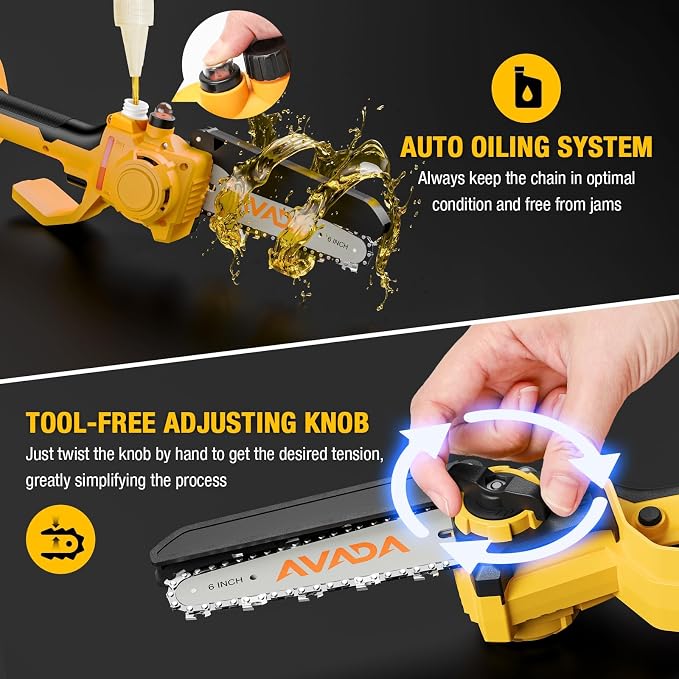 2-IN-1 Cordless 6-Inch Pole Saw & Chainsaw - 1200W Brushless Motor, Total Reach of Max 15.7 FT, Lightweight, Electric Pole Saws for Tree Trimming Pruning with 2× Batteries