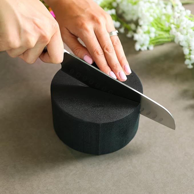 XCEL Floral Foam Blocks - Reusable, Weather Resistant Craft Foam Fresh & Artificial Flower Arrangements, Faux Florist Foam Planters Florist Supplies (Gray 5" Round x 3" Thick - 6 Pack)