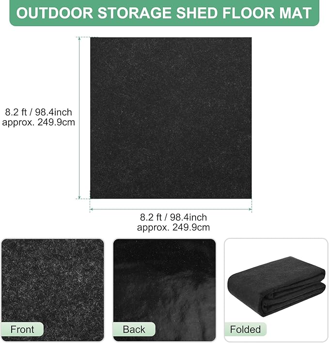 M METERXITY Outdoor Storage Shed Mat, 8.2x8.2 FT Waterproof Small Shed Flooring Mat for Patio Furniture Floor Protecting from Wear/Liquid/Dust/Oil, Non-Slip Carport Pad [Grey]