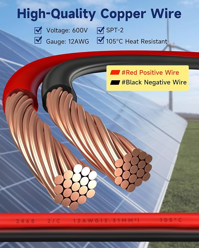 8 Pack 12AWG SAE Connector Extension Cable, 1FT 2 Pin Quick Disconnect Wire Harness, SAE Single Plug for Solar Panel Motorcycle RV Tractor Car Battery Charger