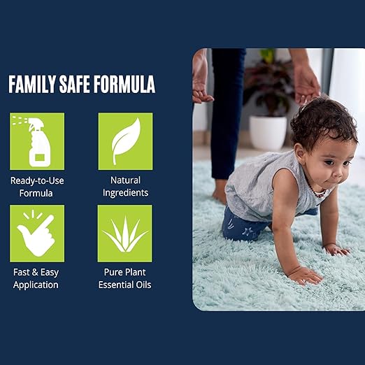Carpet Beetle Spray – Carpet Beetle Killer for Eggs, Larvae & Adults – Indoor Home Pest Treatment for Rugs, Upholstery, Closets & Baseboards – Non-Staining, Pet & Family Safe Formula