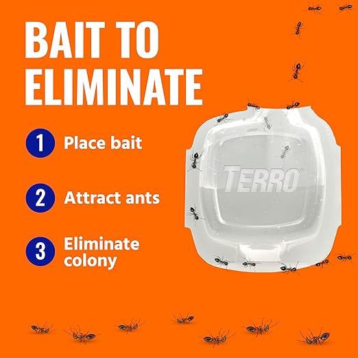 TERRO Indoor Liquid Ant Baits with Adhesive Strips for Discreet Baiting - TERRO Ant Trap and Bait Station - 4 Pack - T334B
