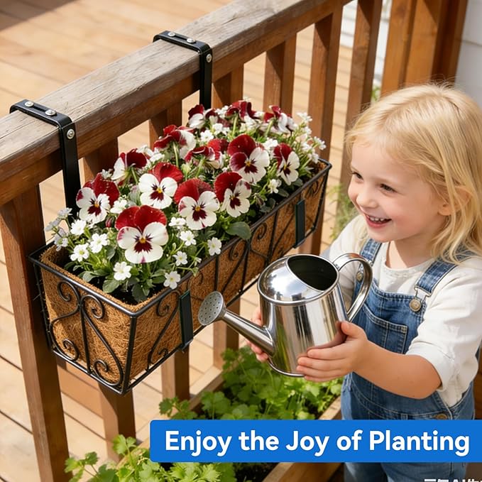 Halatool Window Box Brackets, 6 Pack Adjustable Flower Planter Box Brackets, Heavy Duty No Drill Window Box Brackets with 75 lb Capacity for Outdoor Railings, Balcony, Porch, Fence, and Garden