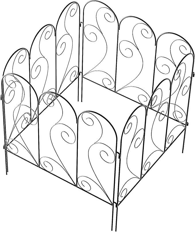 Zhongma Decorative Metal Garden Fence,Pack of 4pcs, Total 26" H x 100" L