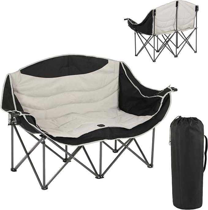 SunSettler Oversized Double Camping Chairs, Folding Camping Loveseat, Double Camp Couch for Beach Days, Soccer Games, Tailgating