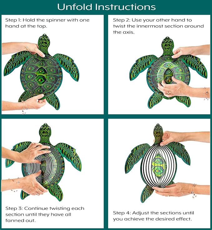ISEO XL Turtle Wind Spinner for Yard and Garden, Hanging Outdoor Decor, Yard Art, Porch and Patio Decorations, Metal Wind Spinners Outdoor, Weather Resistant, 15”