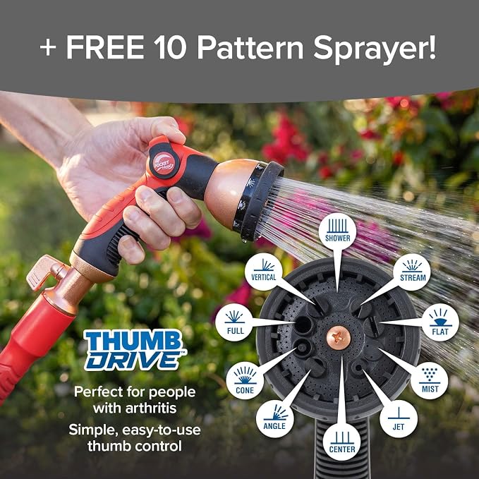 Pocket Hose Ballistic 75 FT Expandable Garden Hose w/Pocket Pivot Swivel Connector, Anti-Burst Sleeve Reinforced with Bulletproof Fiber, Lightweight, No-Kink, Compact, UV-Protected, AS SEEN ON TV