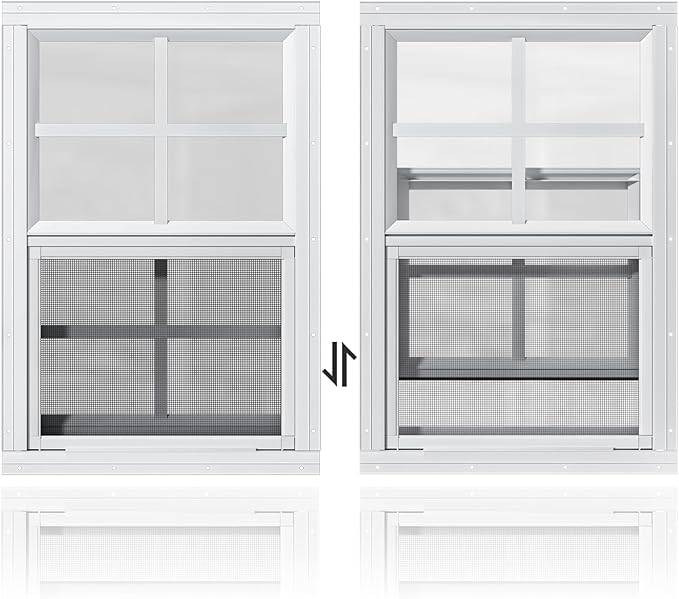 WRISIN 2 Pack Shed Windows 12" W x 18" H Flush Mount, White Household Windows for Playhouses, Barns, Chicken Coop