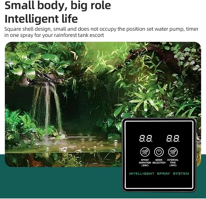 Yosoo Automatic Reptile,Fogger with Touchscreen Controller 360 Rotation Fog Nozzle for Plant Humidification with Intelligent Timing and Auto Cycle (10m 4 Nozzles)