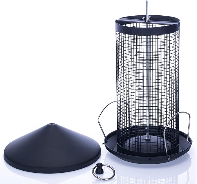 Cottage Garden 12 inch Matte Black Heavy Duty Mesh Metal 3 Lb. Secure Cap Cover Nut Bird Feeder