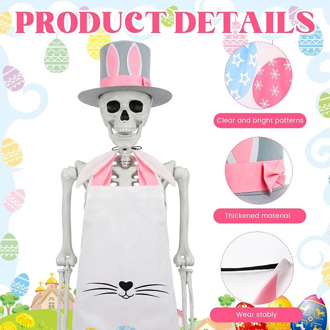 Mepase 12ft Skeleton Costume Accessories Set Oversize Hat and Apron Prop Giant Outdoor Indoor Yard Garden Lawn Decoration