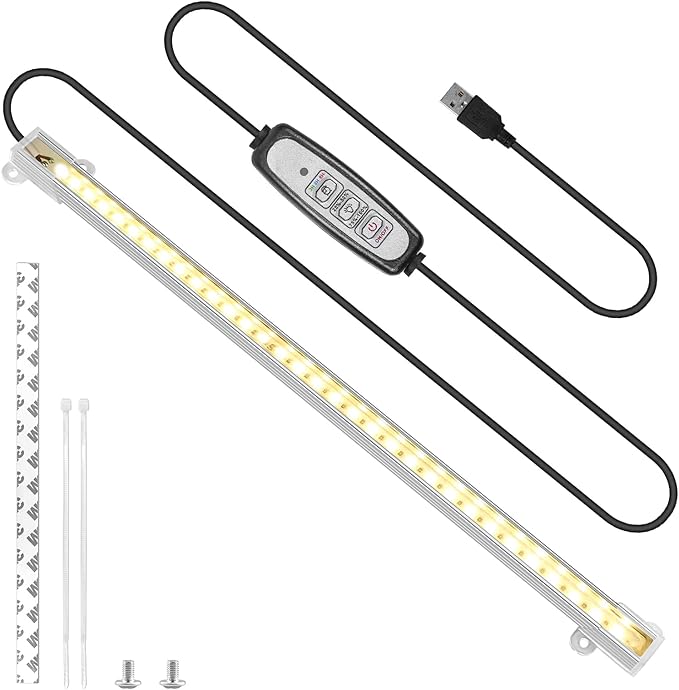 Sondiko Grow Light Strip, Full Spectrum Sunlike Auto ON&Off Grow Light Strip with 3/9/12H Timer&10 Dimmable Levels for Indoor Plants (13.2 inches Length)
