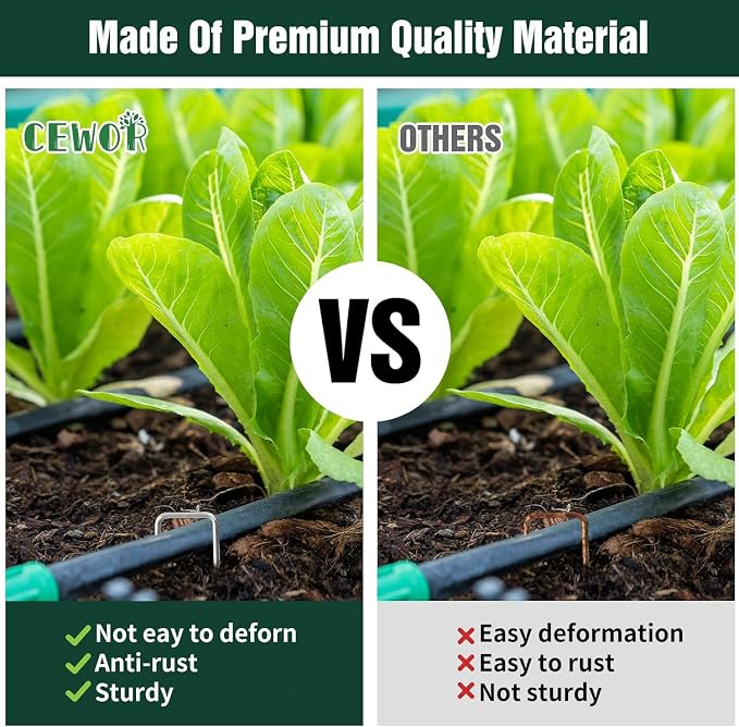 CEWOR 500 Pack 6 Inch Landscape Staples 11 Gauge Garden Stakes, Garden Staples Galvanized U-Shaped Pins Lawn Ground Yard Staples Fence Stakes for Landscaping Fabric Drip Irrigation