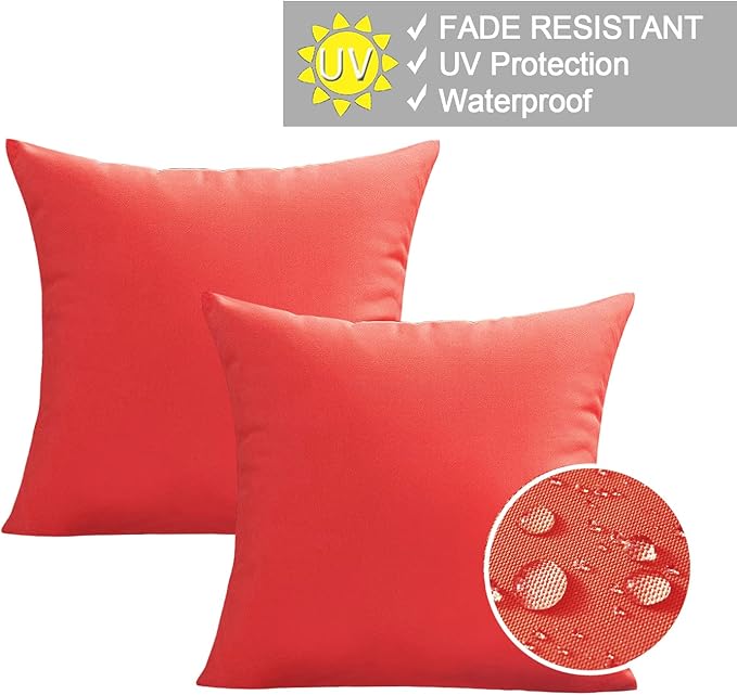 VAKADO Outdoor Christmas Waterproof Throw Pillow Covers 20X20 Set of 2 Decorative Red Patio Furniture Cushion Cases Outside Decor for Couch Garden Bench Porch