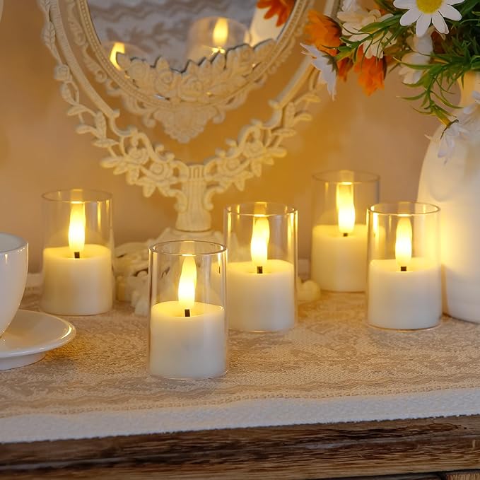 Flameless Small Tea Light LED Candles, Acrylic Battery Operated Votive 1.7" x2.5" with Remote Control and Timer, Tealight White Flickering Warm Light Pack of 15 Electric Long Lasting