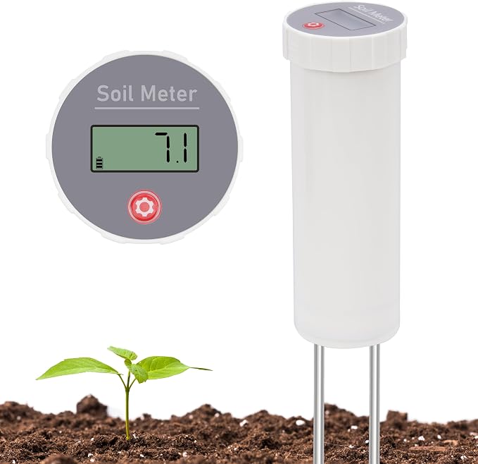 LUVCOSY Digital Soil pH Meter, Industrial Grade Soil pH Tester with Calibration-Free LCD Display, High Accuracy Soil pH Pen, Soil pH Monitor for Garden, Lawn, Plant (White)