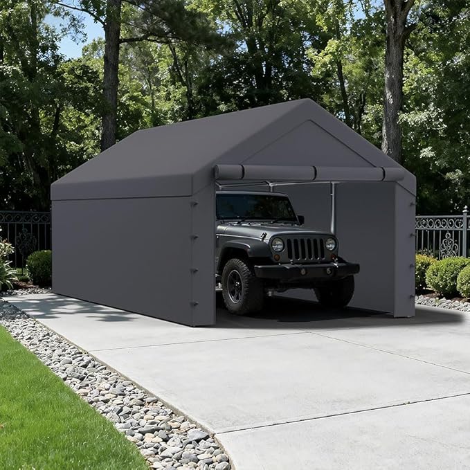 Sidewall Panel with Elastic Ball Bungees, for 10x20 FT or 12x20 FT Garage Party Tent Shelter - Gray, One Sidewall Panel Only