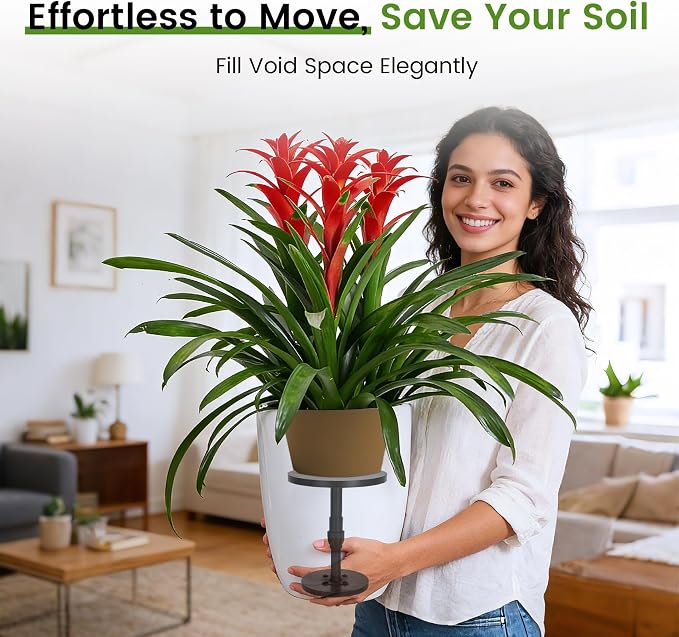 Adjustable Height Plant Risers for Pots Indoor & Outdoor 2 PCS , 12-21" Height, 6/8/10" Base - Iron Rise Plant Fillers Risers for Tall, Square, Round, Tapered Planters