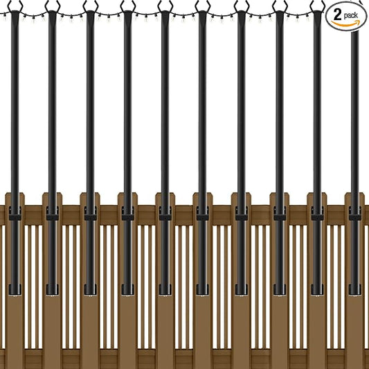 NUERPO 10 Pack String Light Poles,5Ft Metal Poles for Outdoor String Lights,Outdoor Light Poles with Post,Poles/Stand for Outside,Patio,Deck,Backyard,Garden Wedding,Party