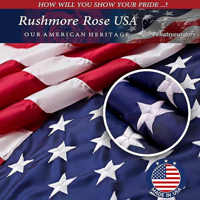 American Flag Made in USA | American Flags for Outside 3X5 | Premium US Flag 3X5 Heavy Duty Outdoor with Embroidered Stars and Sewn Stripes.