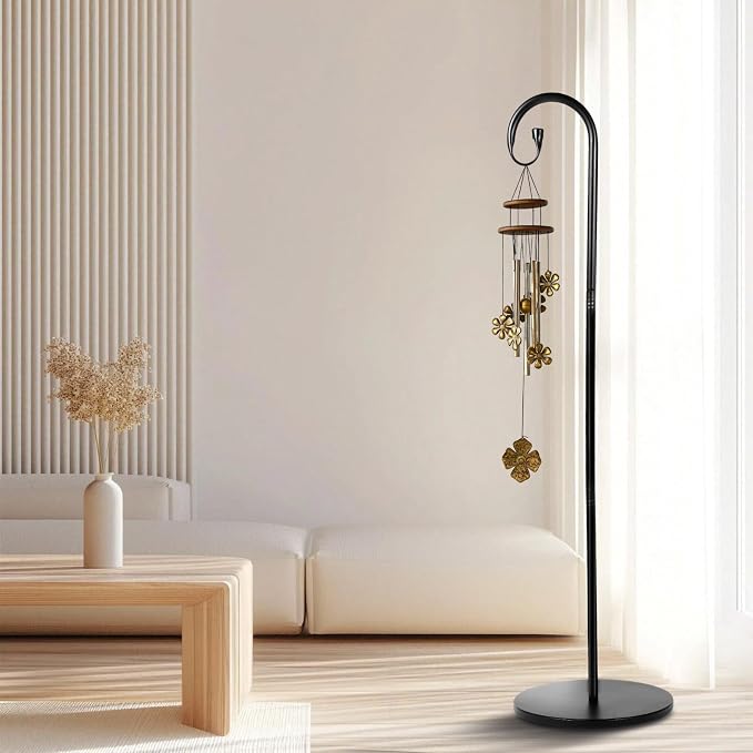 Sekcen 63” Wind Chime Stand Holder Shepherds Hook Stand with Base Indoor Outdoor