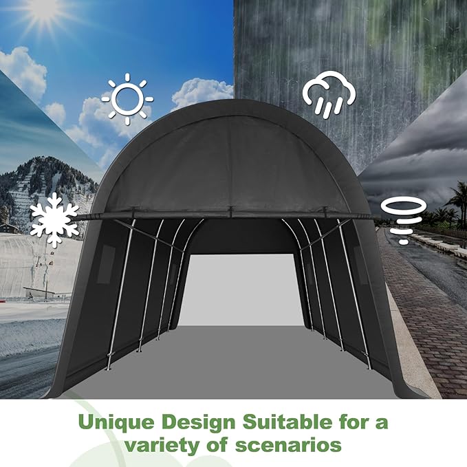 COBIZI Carports 10x20 Heavy Duty Car Canopy Garage with Removable Doors & Vents, Galvanized Frame Portable Carport Canopy Outdoor Storage Shelter with All-Season Tarp for Car Boat Truck Upgrade 2.1