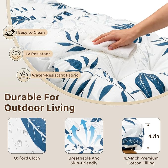 Waterproof Outdoor Lounge Chair Cushions 74.8 x 22 x 4.7 Inches，Chaise Lounge Chair Cushions Replacement for Outdoor Furniture with Ties, Thickened Patio Pool Bench Lounge Chair Cushions