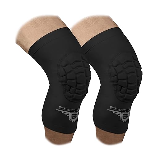 Bucwild Sports Volleyball Knee Pads | Padded Knee Compression Sleeves with Anti-Slip Grip & Flatten-Resistant Cushion | For Basketball, Volleyball, Wrestling & Training – 1 Pair (Black, Medium)