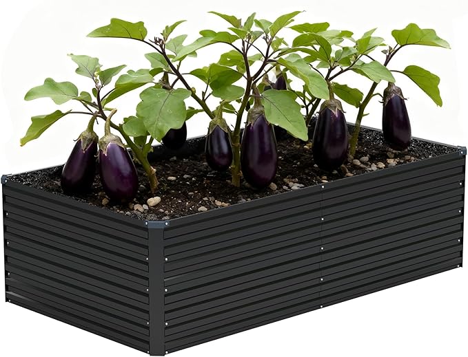 Vengarus 6x3x2FT Galvanized Raised Garden Bed Kit, Deep Root Planter Box Outdoor Large Planter Raised Beds for Planting Flowers,Vegetables and Herbs-Black