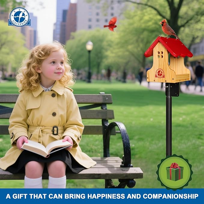SISTERBIRD Wooden Bird Feeder for Outside, Premium Wooden Bird Feeders Kit for Outdoors Hanging, Garden Decoration Cardinal Bird Feeder, Assembly Required
