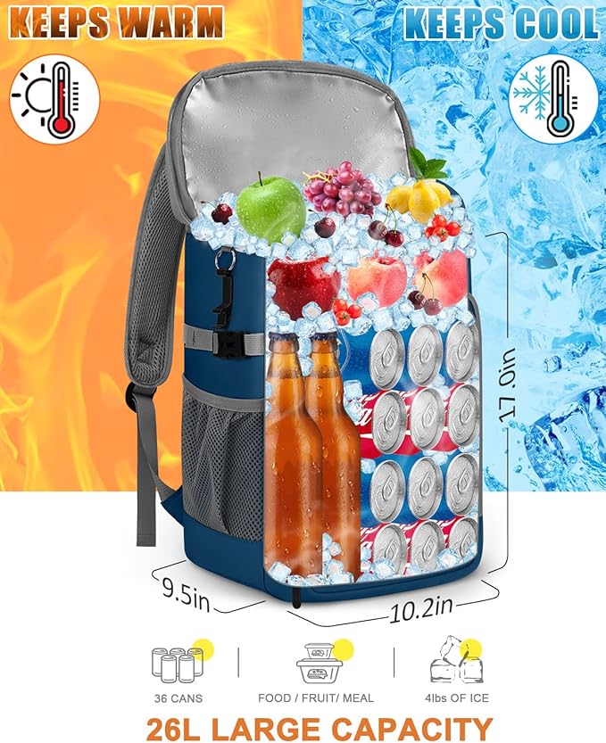 Capolo Cooler Backpack Insulated Waterproof for Women Men,36/45 Cans Lunch Backpack Coolers Leak Proof Soft Cooler Bag Ice Chest for Camping Beach