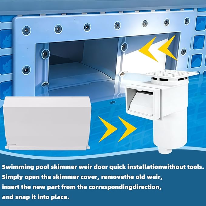 SPX1082K Swimming Pool Skimmer Weir Door Compatible with Hayward SP1082/SP1083/SP1084/SP1085/SP1086/SP1075/SP1076/SP1077, 7-3/4 inch Pool Skimmer Weir Flap Door Assembly Replacement Kit