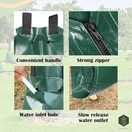 Gardenpal 20 Gallon Tree Watering Bags, Slow Release Water Bag for Trees, Deep Root & Automatic Drip Irrigation System, Reusable, Durable and Refillable (3 Pack)