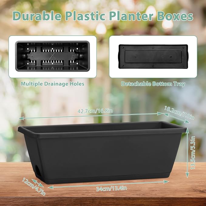 Sunexinlo 5-Tier Vertical Garden Planter with 7 Plant Boxes & Drainage Trays, Metal Freestanding Raised Bed for Herbs Flowers Vegetables, Indoor Outdoor for Patio Balcony Deck, Black