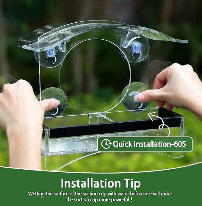 Window Bird Feeder with Strong Suction Cups - Transparent Bird House for Cat, Kids & Elderly Viewing - Polyurethane