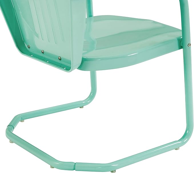 Crosley Furniture Griffith Outdoor Chair, Retro Metal Patio Chairs for Dining, Porch, Deck, Balcony, Aqua