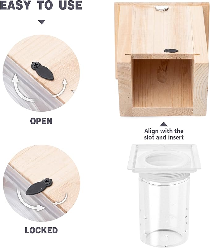 Carpenter Bee Trap for Outside - Pentroof Style Nature Hanging Wood Carpenter Bee Traps Outdoor - Best Bee Trap - Insect Traps with Removable Vault (2 Pack)