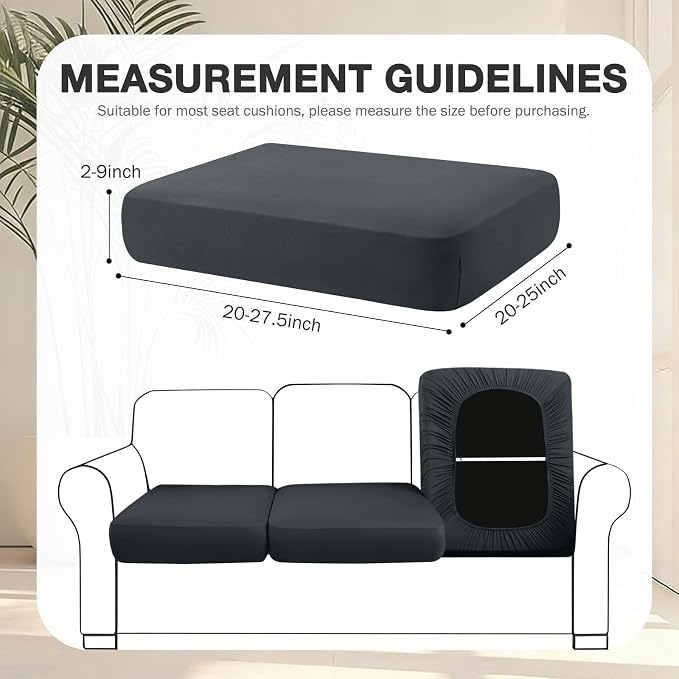 hyha 8Pcs Patio Cushion Covers, Stretch Outdoor Couch Cushion Covers, Washable Outdoor Chair/Sofa Slipcovers for Patio Furniture Cushions Protector with Elastic Bottom(Dark Gray,Cover Only)