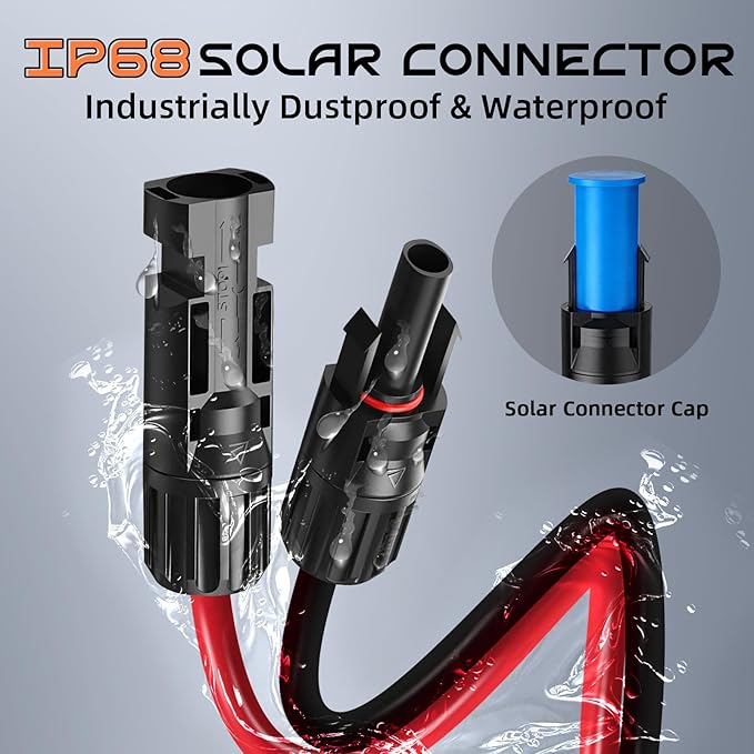 6FT 10AWG Solar to XT60i, Gibbab 3 6 10 16 20 25FT Solar Panel Connector to XT60i-F Adapter Extension Charging Cable for Portable EcoFlow River Delta Anker SOLIX Power Station Generator Battery RV